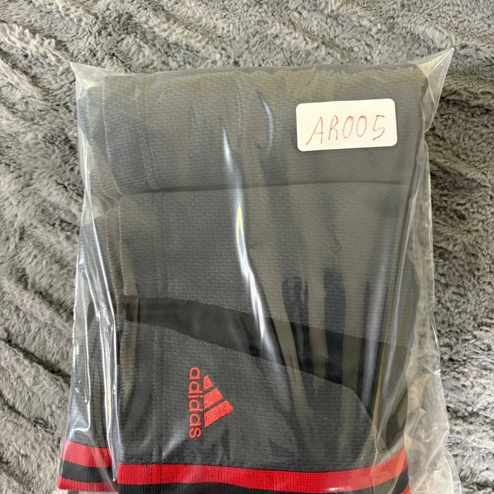 Adidas Mens Basketball Shorts Gray Red Black Side Stripes ABL001 Size Medium